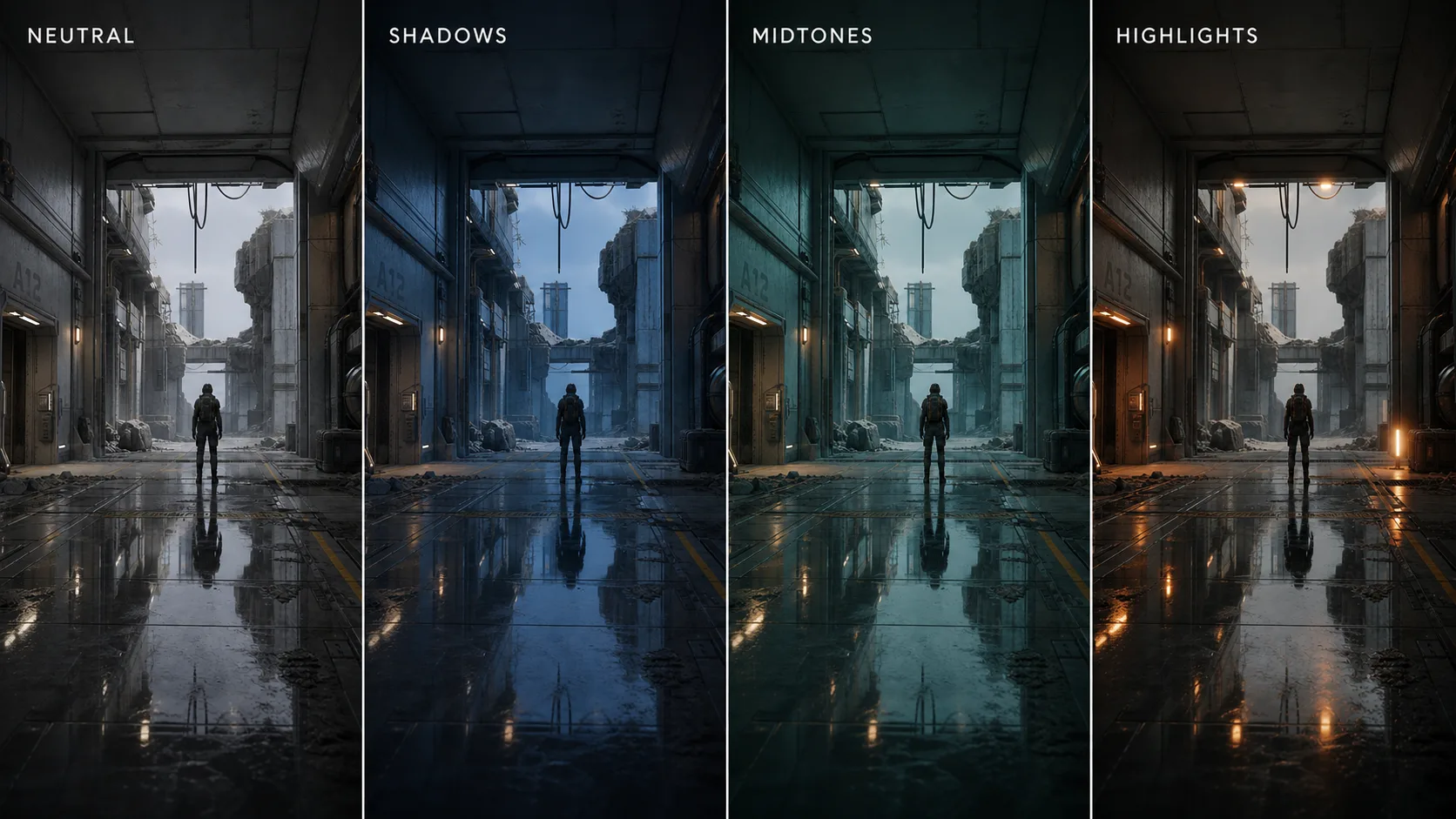 color grading shadows mid highlights