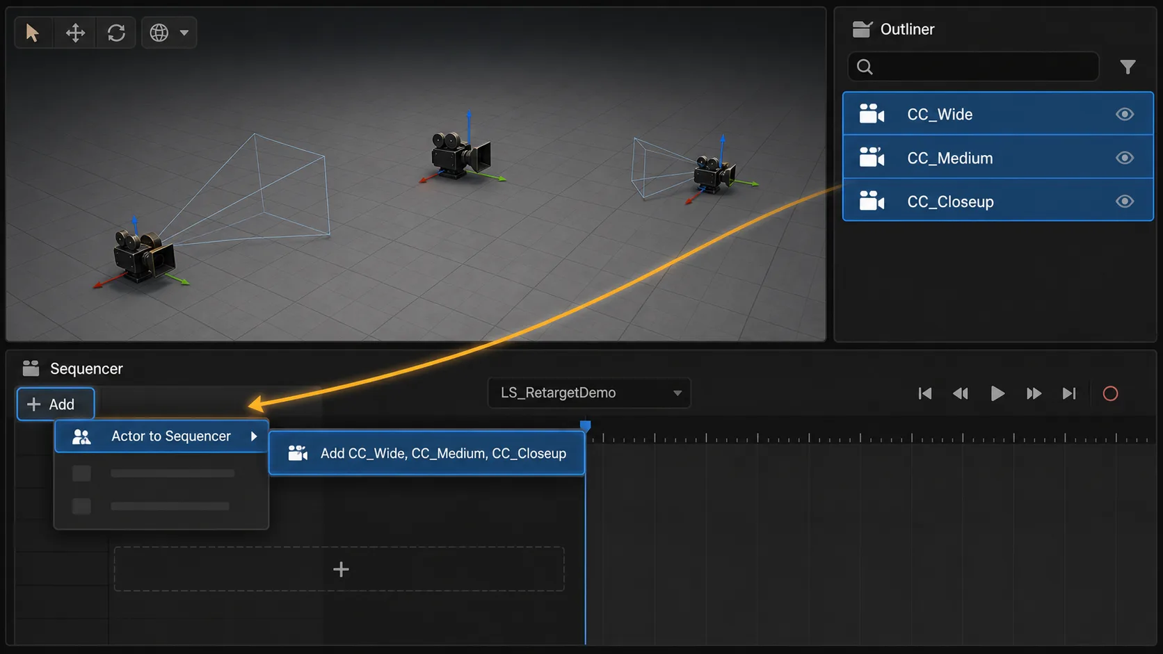 ue sequencer actor to sequencer multi