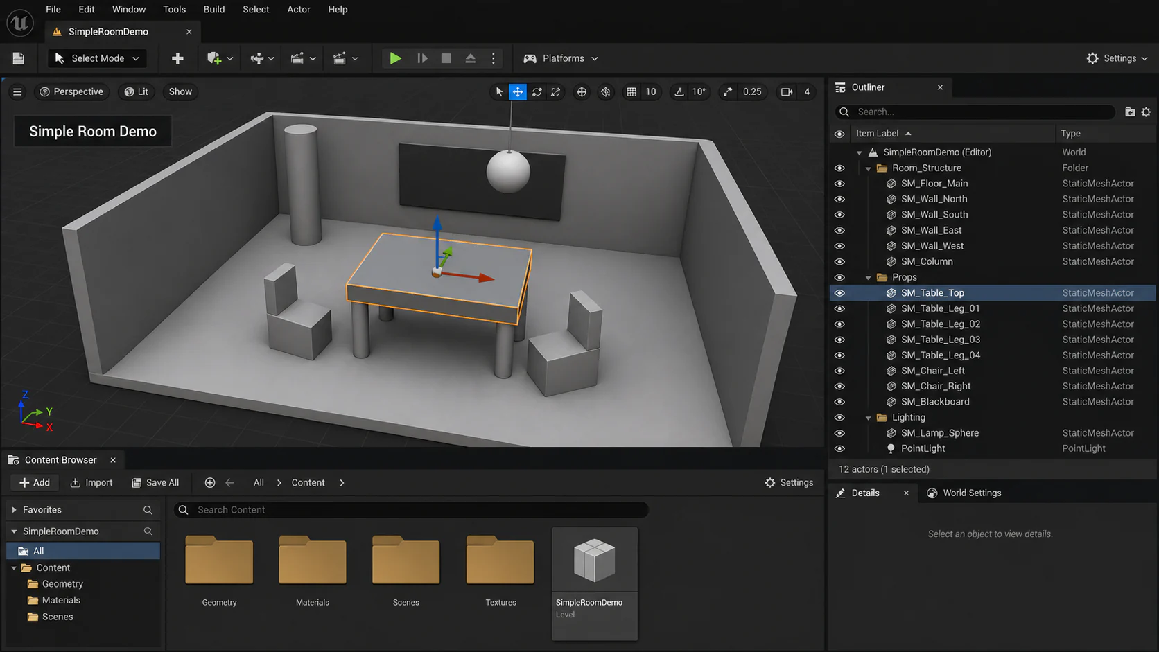 ue simple room demo
